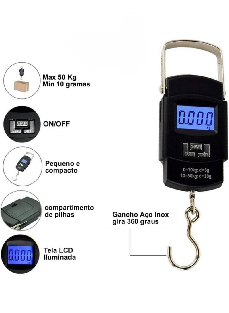 ميزان الأمتعة الرقمي بشاشة ال سي دي أسود - Image 4